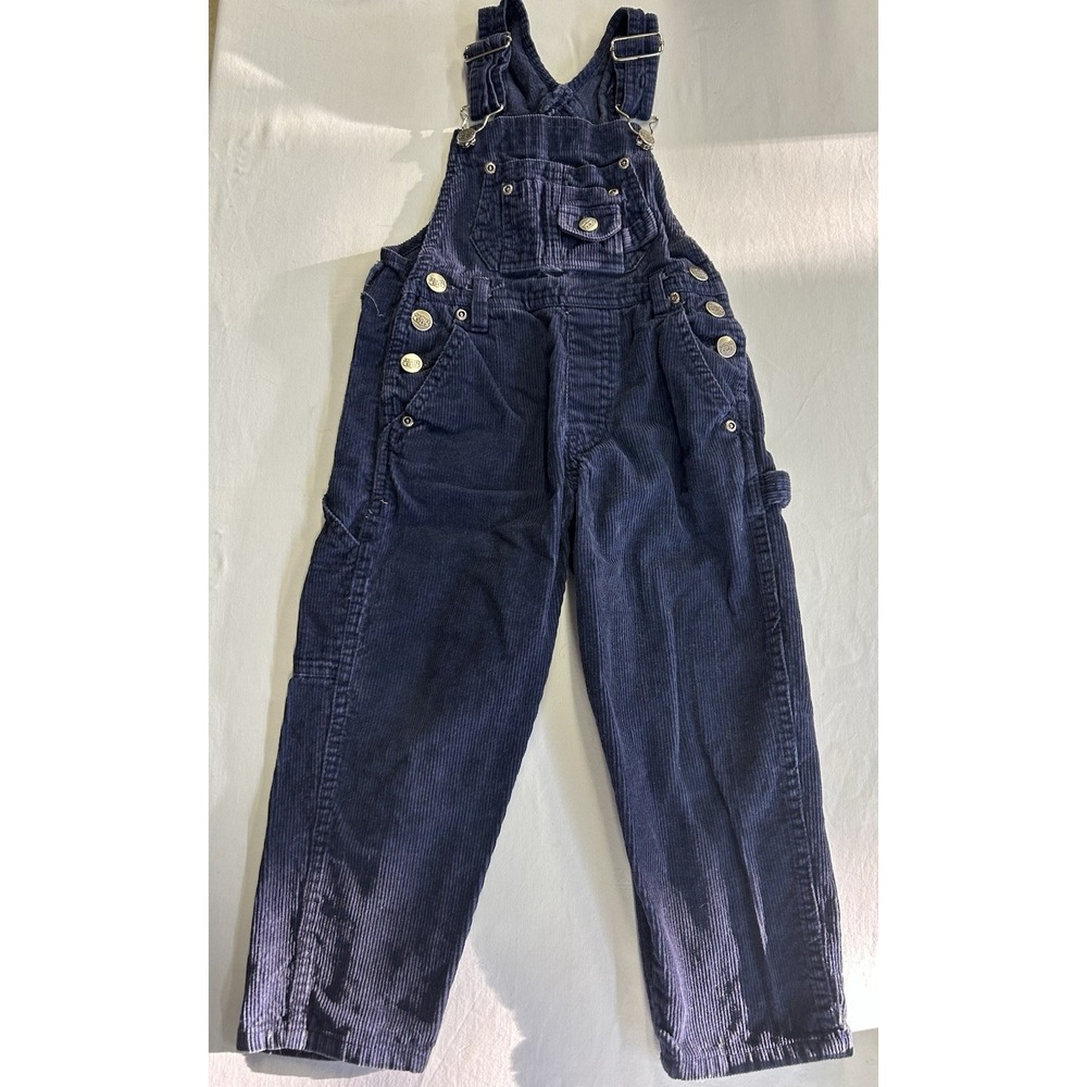 Vintage Y2K Route 66 Kids Navy Blue Corduroy Overalls Size 4